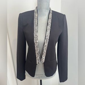 MICHAEL KORS BLACK BLAZER WITH BLING COLLAR (SIZE: 6 **FITS LIKE A SIZE 4)